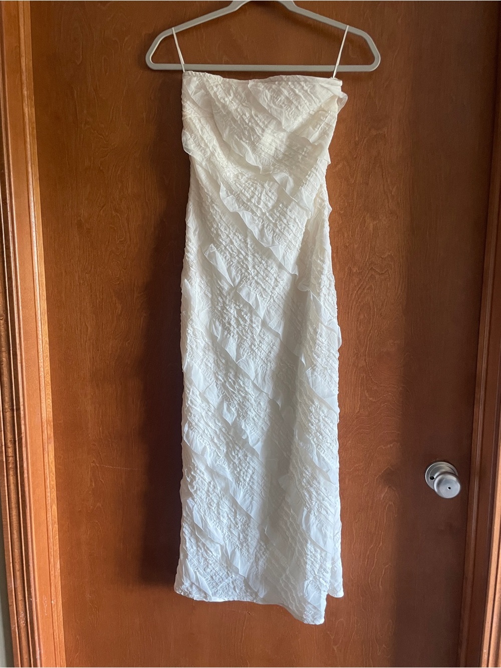 Et Clet White Textured Strapless Tube Dress - Elegant Summer Style
